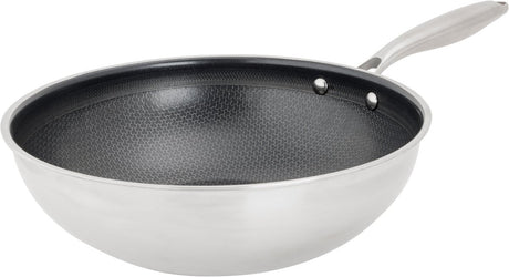 Przytulna, modna patelnia na wok hexapro - ø28x9cm - bez pfas - indukcyjna patelnia na wok - nadaje się do piekarnika do 200°c - szybkie nagrzewanie - bez pokrywy - srebrno-szara