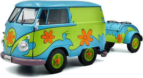 Solido Ghost Hunters Machine volkswagen t1 kool kombi model samochodu 1:18 z przyczepą