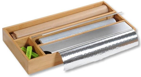 Podajnik folii kuchennej Kesper fsc® na 2 rolki folii - z 2 przegródkami - szuflada kuchenna dozownik folii do aluminium - folia gospodarcza