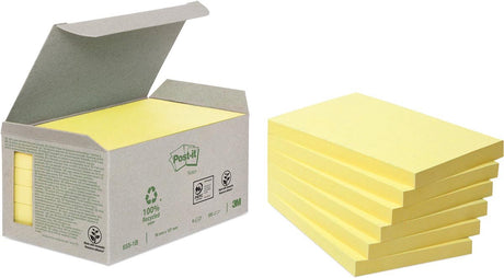 Blok karteczek samoprzylepnych Post-it 655-1b z recyklingu 76x127mm żółć kanarkowa 6 sztuk