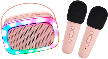 Konges sløjd lalarma karaoke set - bluetooth 2 microfoons en luidspreker - pink