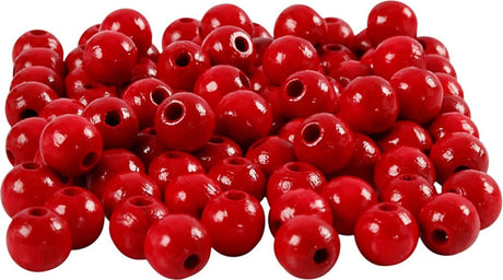 Koraliki drewniane firmy Creativ cc 8 mm czerwone 100 sztuk
