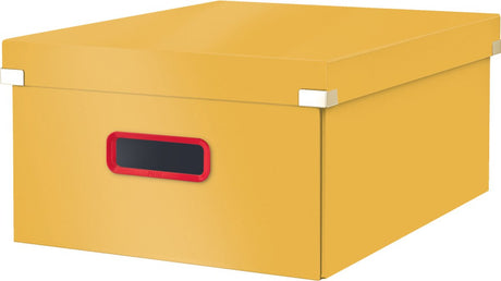 Duże kartonowe pudełko do przechowywania Leitz Click Store A3 - karton w 85% z recyklingu - składane pudełko do sortowania z pokrywką - 36,9 x 20 x 48,2 cm (szer. x wys. x gł.) - ciepły żółty