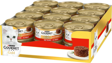 Wyśmienita złota cząberowa wieża - 24 x 85 g - wołowina - mokra karma dla kotów