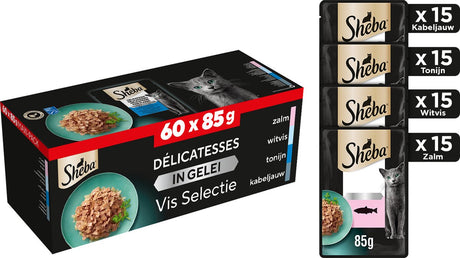 Saszetki z przysmakiem Sheba - karma dla kotów - selekcja ryb w galarecie - 60x85 g