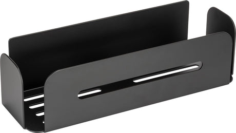 Stojak prysznicowy Wenko turbo-loc bivio matowe czarne aluminium 30x10cm - stojak na wannę - kosz prysznicowy - montaż bez wiercenia - samoprzylepny - zaokrąglone rogi