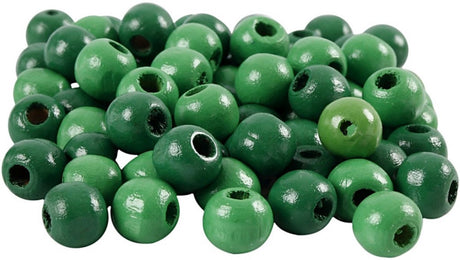 Koraliki drewniane firmy Creativ cc 12 mm zielone 40 sztuk
