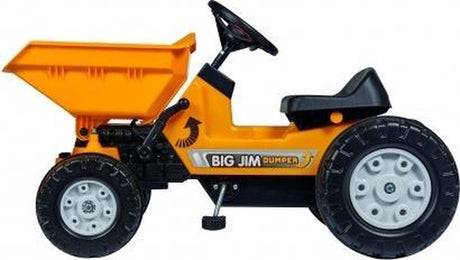 Duży - traktor na pedały Jim wywrotka - wywrotka - od 3 lat - żółty - trójramienna kierownica - klakson mechaniczny
