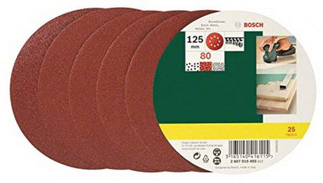 Zestaw arkuszy ściernych Bosch - 25 szt. - 125 mm (ziarnistość 80)
