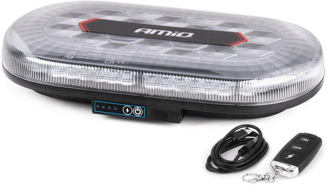 Amio bezprzewodowa pomarańczowa migająca listwa świetlna LED akumulator 12 24V magnetyczny pilot R65 R10 oświetlenie awaryjne 326mm