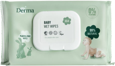 Derma eco baby - chusteczki dla niemowląt - 64 sztuki - bezzapachowe - hipoalergiczne - skóra wrażliwa