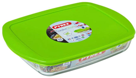 Pyrex - miska kuchenna prostokątna z pokrywką 1,6 litra - szkło - przezroczyste
