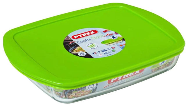 Pyrex - miska kuchenna prostokątna z pokrywką 1,6 litra - szkło - przezroczyste