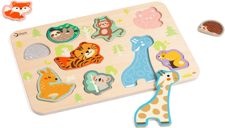 Klasyczne światowe drewniane puzzle ze zwierzętami zabawki edukacyjne 10 sztuk.