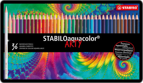Stabilo aquacolor - najwyższej jakości kredki akwarelowe - arty - metalowe etui 36 kolorów