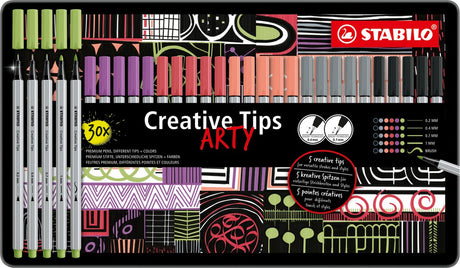 Długopisy artystyczne Stabilo Creative Tips w pastelowych kolorach w metalowym opakowaniu - 30 szt.