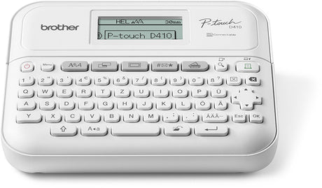 Brother pt-d410yp1, qwerty, tze, thermo transfer, 20 mm sec, bedraad, wit