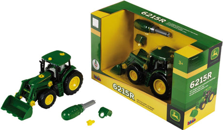 Klein Toys John Deere Ciągnik czołowy z przeciwwagą - zestaw konstrukcyjny Ciągnik 6215 r - 24,5x9,5x12 cm - zielony żółty