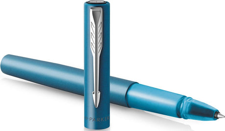 Pióro kulkowe Parker Vector XL | metaliczna zielono-niebieska farba na mosiądzu z chromowanymi detalami | cienka stalówka z czarnym wkładem | pakowanie prezentów
