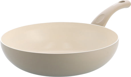 Kochstar Essenz ceramiczna patelnia wok w kolorze taupe - 28cm - 3,57l - bez PFAS - indukcyjna patelnia wok - patelnia indukcyjna - ceramiczna powłoka nieprzywierająca - uchwyt chłodzący - można używać w piekarniku do 130° C - taupe