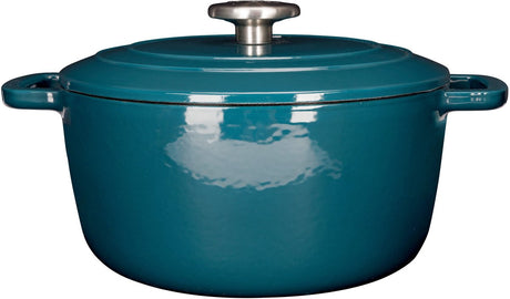 Przytulny, modny żeliwny garnek do gotowania Fontestic - śr. 24h11,6cm - 4,6l - czapla zielona