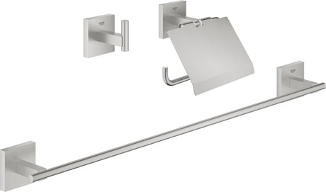 Zestaw akcesoriów do kostki startowej Grohe - 3 w 1 - super stal (wygląd stali nierdzewnej)
