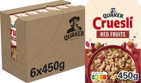 Owoce czerwone Quaker Cruesli - płatki śniadaniowe - 6 x 450 gramów