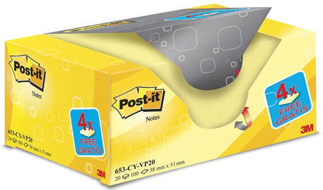 Karteczki samoprzylepne Post-it 38 x 51 mm żółte 20 sztuk