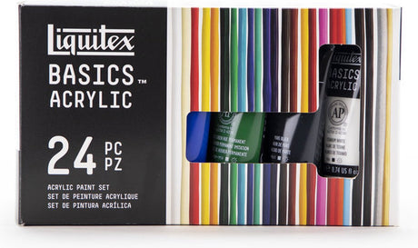 Zestaw najlepiej sprzedających się farb akrylowych Liquitex basics - 24 tubki 22ml