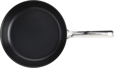 Patelnia Kitchenaid ze stali nierdzewnej 28 cm - powłoka nieprzywierająca niezawierająca pfas - patelnia indukcyjna - patelnia ceramiczna - nadaje się do piekarnika do 160°c - srebrna