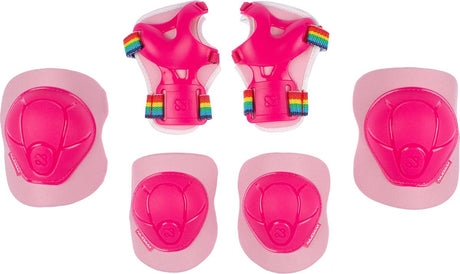 Nijdam skate beschermset kinderen - pink rainbows - roze wit - s