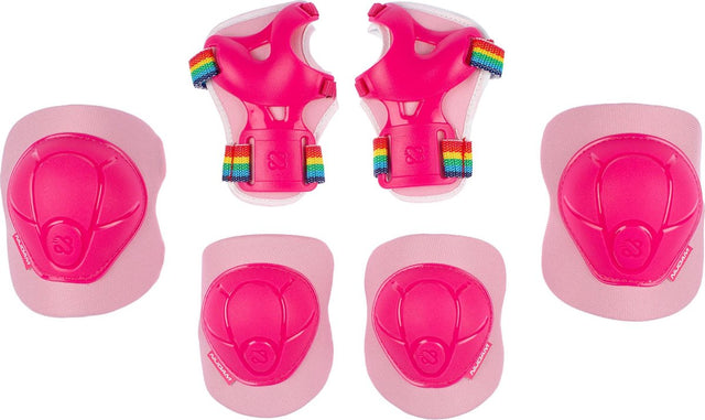 Nijdam skate beschermset kinderen - pink rainbows - roze wit - s