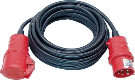 Przedłużacz Brennerstuhl cee ip44 (kabel 25 m, h07rn-f 5g2.5, 5-pinowy z wtyczką cee i złączem, do użytku na zewnątrz ip44, wyprodukowany w Niemczech) czarny