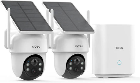 Zestaw klasyczny Aosu Solarcam d1 - 2 kamery bezpieczeństwa o rozdzielczości 2k - widok 360° Śledzenie AI