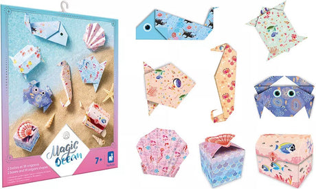 Janod - magiczny ocean - origami - wykonaj 2 pudełka i 18 figurek origami