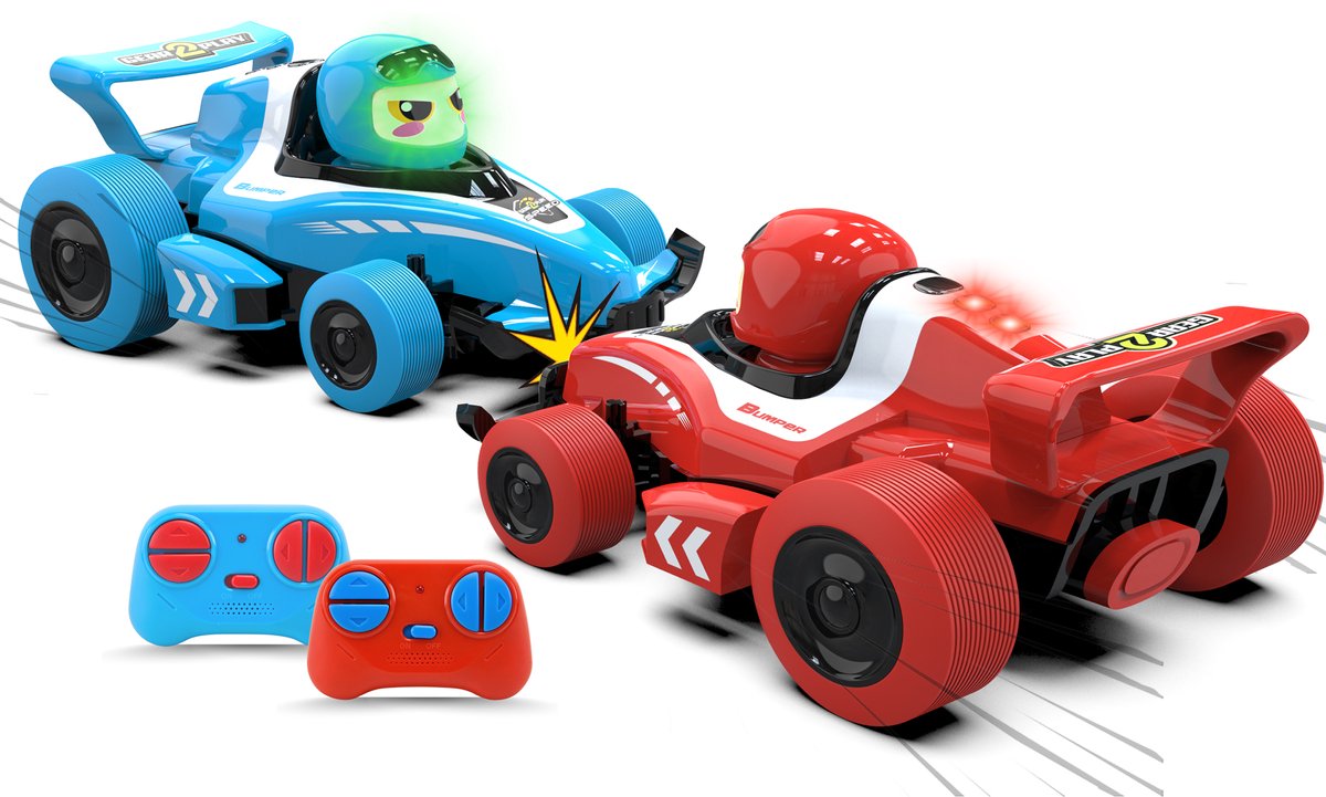Zestaw Gear2play RC Neon Bumper Cars Pro Duo - Samochody bojowe RC Formuły 1 - Weź udział w Crash Duel!