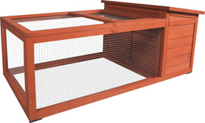 Klatka dla królika Flamingo z wybiegiem – kompaktowa klatka dla królika na zewnątrz z klatką nocną i wybiegiem – 120x65x51 cm – klatka dla królika w kolorze klasycznego brązu