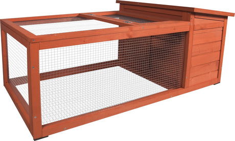 Klatka dla królika Flamingo z wybiegiem – kompaktowa klatka dla królika na zewnątrz z klatką nocną i wybiegiem – 120x65x51 cm – klatka dla królika w kolorze klasycznego brązu