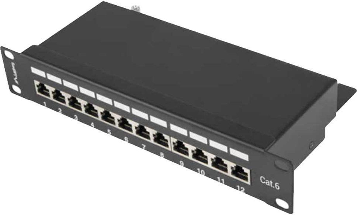 Lanberg patchpanel ppf6-9012-b 12 poorts 1u 10” voor rackkasten, afgeschermd