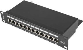 Lanberg patchpanel ppf6-9012-b 12 poorts 1u 10” voor rackkasten, afgeschermd