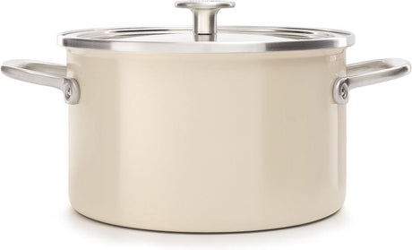 Rondel emaliowany Kitchenaid ze stalowym rdzeniem 24 cm 6 l - biały migdałowy - indukcja - bez pfas