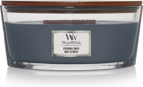 Świeca zapachowa Woodwick Heartwick Flame ellipse - wieczorny onyks - 50 godzin palenia