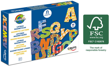 Cayro magnetische letters - 60 gedecoreerde letters voor woorden vormen op koelkast of whiteboard - leren lezen en schrijven - vanaf 3 jaar - collection