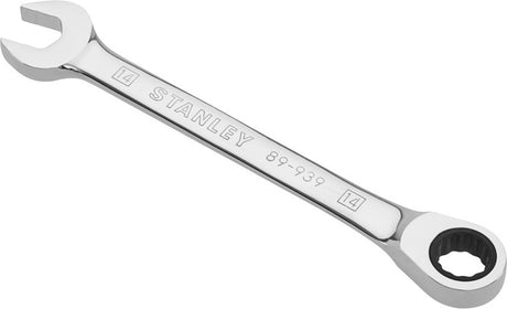 Klucze oczkowe płaskie Stanley + pierścień grzechotkowy 14 mm