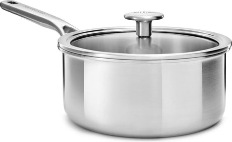 Wielowarstwowy rondel Kitchenaid ze stali nierdzewnej - ø16 cm - 1,5 l - ze szklaną pokrywką - indukcja - bez pfas