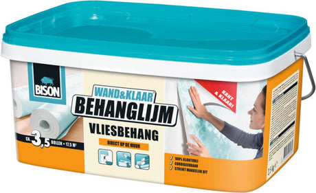 Klej do tapet Bison wall Ready® włóknina wiadro 2,5 kg, gotowy do użycia, łatwy w aplikacji, z możliwością korekty, dobra przyczepność, do wszystkich rodzajów tapet na podłożu włókninowym