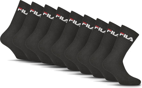 Fila - skarpetki sportowe załogi | 9 paczek | skarpetki sportowe | rozmiar 35 38 - czarny 35-38