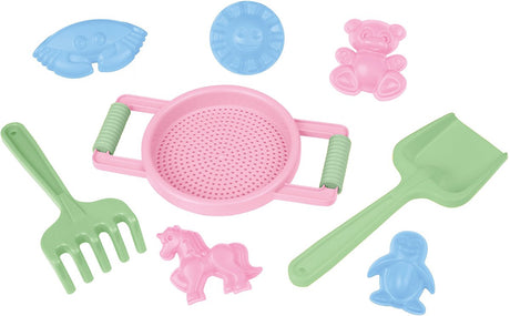 Zestaw do piaskownicy Lena 8 sztuk kolorowych plastikowych zabawek.