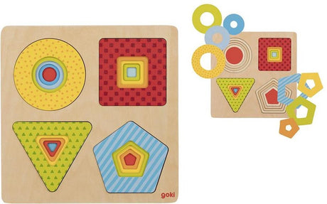 GOKI Drewniana warstwa puzzli geometryczne kształty, 16.