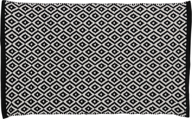 Differnz wales badmat 100% katoen zwart wit 50 x 80 cm